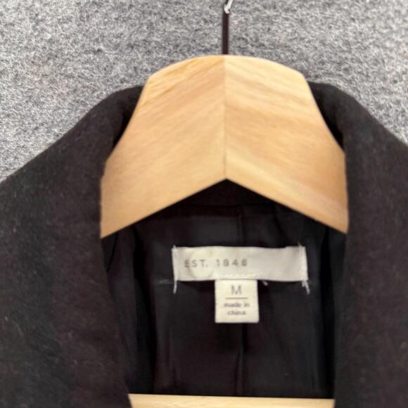 Cato Coat Women M Medium Black Collared Belted Long Sleeve Lined Rayon Casual - Picture 3 of 7